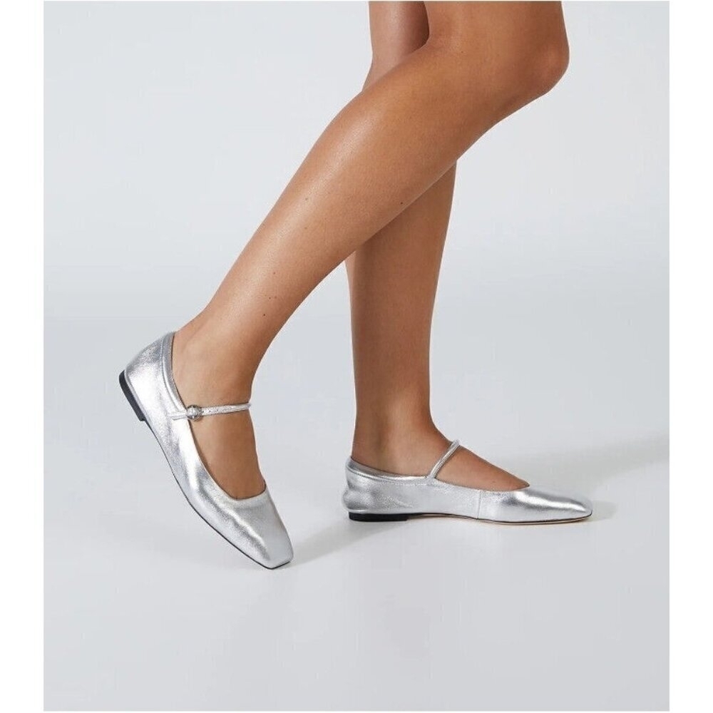 J.crew Anya Mary Jane flats in Silver Size 10